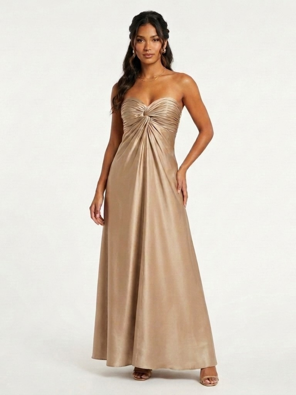 Laundry by Design 100% Silk Strapless Maxi Dress Lined Beige Size 8 Gown Event